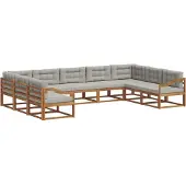vidaXL Buiten bank set 9 st Natuurlijk en Licht Grijs
