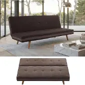 Mendler 3-zits bank Herstal, slaapbank logeerbed slaapbank 177cm ~ textiel, bruin
