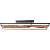 Brilliant Plafondlamp zwart met hout Chaumont 100cm