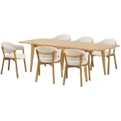 Ebuy24 Oline eethoek eettafel 6 stoelen natuur, beige.