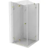 Mexen Lunar-F vouwdeur doucheruimte links 90 x 90 , transparant, goud - 836-090-090-50-00-L