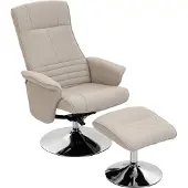 HOMCOM - Relaxfauteuil met voetenbank - Polyesterstof - 69x71x104cm - Beige