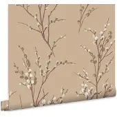 Laura Ashley Pussy Willow Behang - Planten - 10mx52cm - Beige