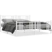 vidaXL Bedframe met hoofd- en voeteneinde metaal wit 200x200 cm