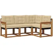 vidaXL Buiten bank set 4 st Natuurlijk en Beige