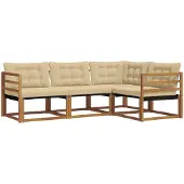 vidaXL Buiten bank set 4 st Natuurlijk en Beige