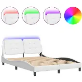 vidaXL Bedframe met LED zonder matras "Zadar" wit 120x200 cm