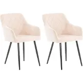 CLP Shila Set van 2 eetkamerstoelen - beige Fluweel