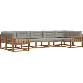 vidaXL Buiten bank set met kussen 7 pcs Natuurlijk en Licht Grijs
