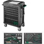 Stahlwille werkplaatswagen 93/6 A antraciet RAL 7016, 6 volledig uitschuifbare laden, centrale vergrendeling & kantelbeveiliging, incl. 130-delige gereedschapsset, 500 kg draagvermogen