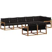 vidaXL Buiten bank set 8 st Natuurlijk en zwart