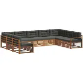 vidaXL Buiten bank set 9 st Natuurlijk en Antraciet