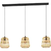 Eglo 390153 Montezuelo Hanglamp Staal Zwart/Hout Natuur - 3 x E27