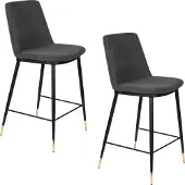 Housecraft living Lionel Barkrukken rugleuning 65 cm Donkergrijs - Set van 2