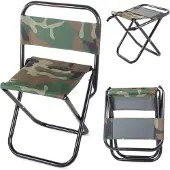 VERK Opvouwbare Visstoeltje Campingstoel met Rugleuning Camouflage
