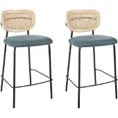 Beliani MAYETTA - Barkruk set van 2 - Blauwgroen - Polyester