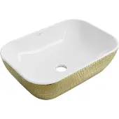 Mexen Rita opzetwastafel 45 x 32 cm, wit/goud schubbenpatroon - 21084554