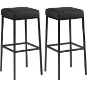 CLP Set van 2 barkrukken Montreal, met beklede zittingen en frame, inclusief voetsteun | Kleur: donkergrijs, frame: zwart