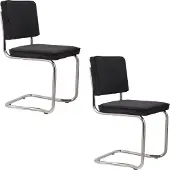 Zuiver Set van 2 eetkamerstoelen Ridge Rib Kink | polyester zwart 50x85x48 cm eetkamerstoelen | NADUVI