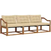 vidaXL Buiten bank set 3 st Natuurlijk en Beige