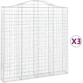 vidaXL Schanskorven 3 st gewelfd 200x30x200/220 cm ijzer