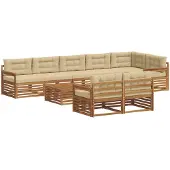 vidaXL Buiten bank set 9 st Natuurlijk en Beige