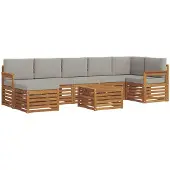 vidaXL Buiten bank set 8 st Natuurlijk en Licht Grijs