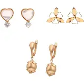 Faina Oorbellen goud / transparant / parelwit