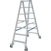 Krause Dubbele trapladder van aluminium met wielen, 2 x 7 treden