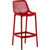 CLP Air Barkruk voor Buiten - UV-bestendig - 160 kg draagkracht - Vloerbeschermers - Met rugleuning - Voetsteun - Kunststof - rood/rood