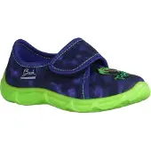 Beck Huisschoenen 'T-Rex' donkerblauw / neongroen / rood / wit