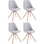 CLP Toulouse Set van 4 stoelen - Rond - Stof grijs natura