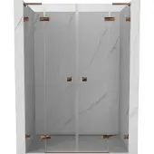 Mexen Lunar L Dubbele scharnierende douchedeuren 160 , transparant, roze goud - 834DL-160-000-60-00