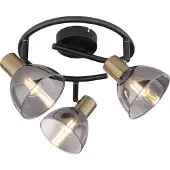 Globo 3-lichts plafondlamp Jay zwart met goud
