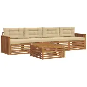 vidaXL Buiten bank set 5 st Natuurlijk en Beige