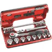 Facom compacte doos 3/8" 6-kant met ratel met draaiend heft - foam inlay - J.360DBOX1