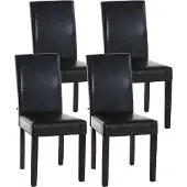 CLP Set van 4 eetkamerstoelen Ina, bekleed met kunstleer, met houten frame, bruin. Framekleur: donkerbruin