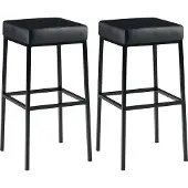 CLP Set van 2 barkrukken Montreal, met beklede zitplaatsen en voetsteun | Kleur: zwart, frame: zwart