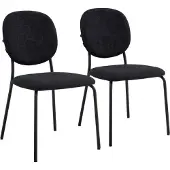 Oviala - Set van 2 stoelen in staal en zwarte stof - Lya