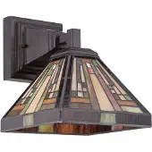 QUOIZEL Tiffany wandlamp Stephen, dimbaar, multicolor, Woon-/ Eetkamer, Glas, Tiffany, Wandlamp