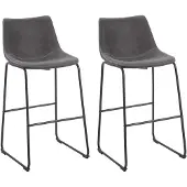 Beliani FRANKS - Barkruk - Grijs - Polyester