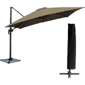 Happy Garden Offset parasol MOLOKAI vierkant 3x3m taupe + hoes