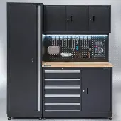 Datona Werkbank garage 120 cm met smalle werkplaatskast - Zwart