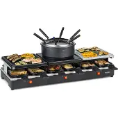 Klarstein Fonduelette XL 3-in-1 raclette-grill en fondue natuursteen 1650W 12 personen