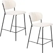 Housecraft living Set van 2 barkrukken Alice bouclé | teddystof wit 48x89x54 cm barkrukken | NADUVI