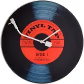 Nextime Vinyl Tap – Stille Wandklok – 43 cm – Glas – Zwart