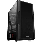 Modecom VOLCANO AMIRANI, zwarte, midi-tower pc-behuizing, 380 mm ruimte voor GPU, 3x ARGB-ventilatoren, voorpaneel met mesh, gehard glas, ATX, zwart