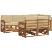 vidaXL Buiten bank set 7 st Natuurlijk en Beige Polyester