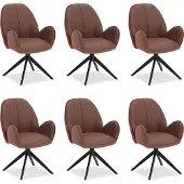 Homestyle4u Eetkamerstoel - set van 6 bruin - met armleuningen - draaibaar