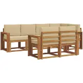 vidaXL Buiten bank set 7 st Natuurlijk en Beige